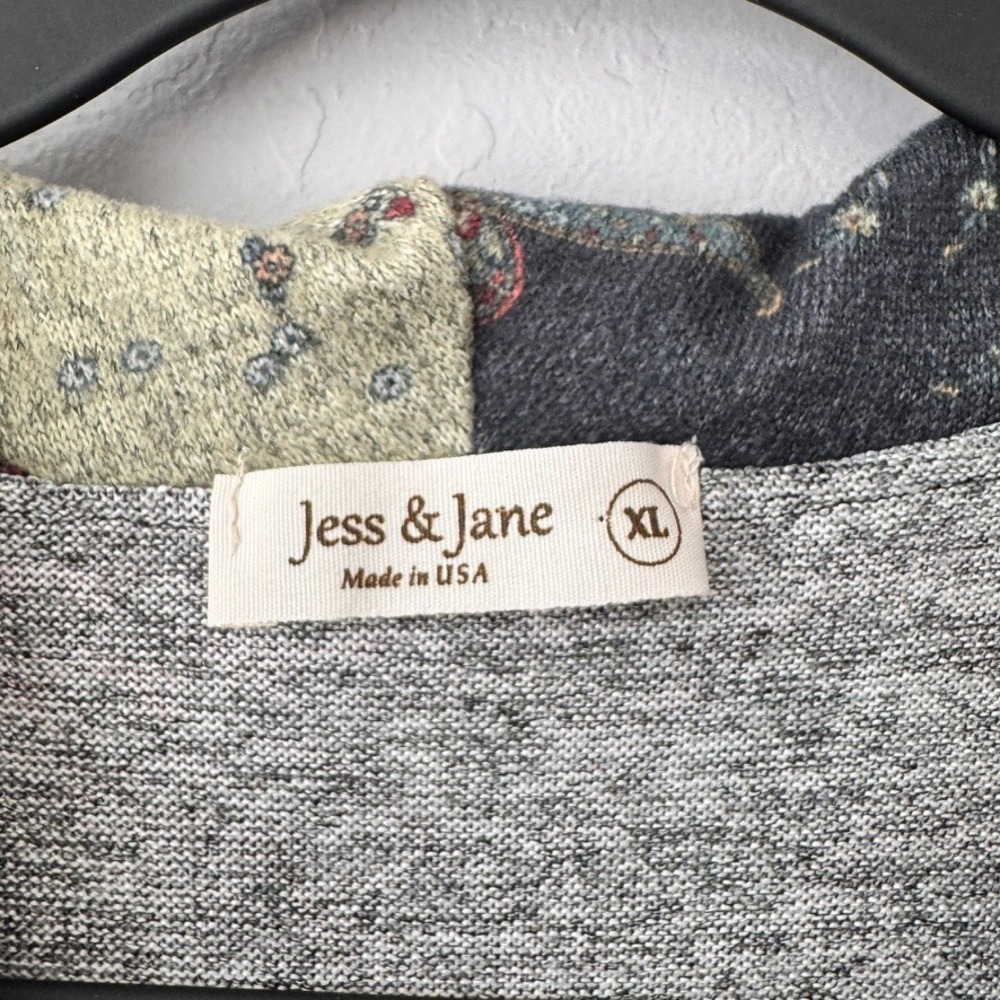 Jess & Jane XL Acorn Tunic Top Green Long Sleeve Paisley Cowl Neck - Picture 4 of 6